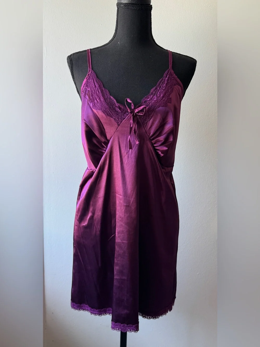 Dark Romance Purple Satin Robe + Slip Set 2 pcs size M